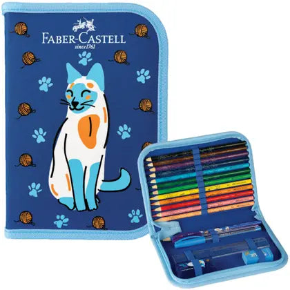 Faber-Castell Estuche Completo (Diseño Gatito) – Kit escolar listo para usar