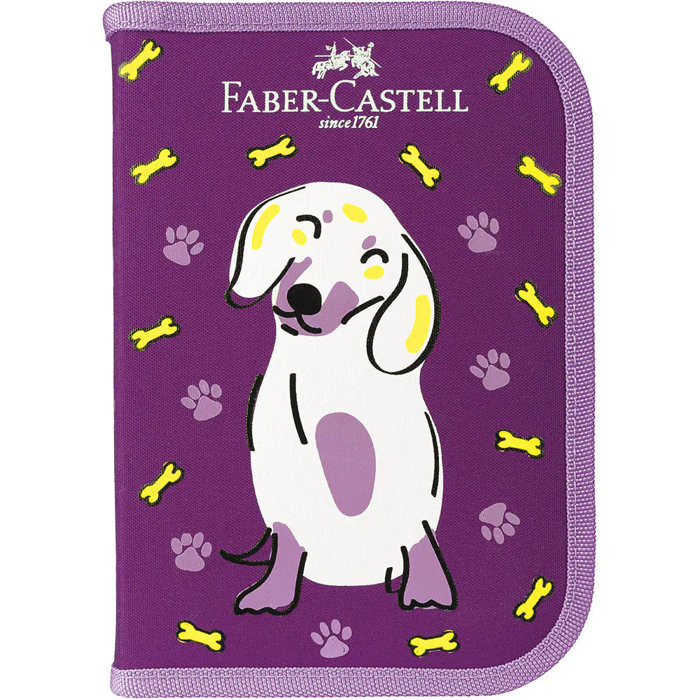 Estuche escolar Faber-Castell “Perrito” (violeta) – Kit completo