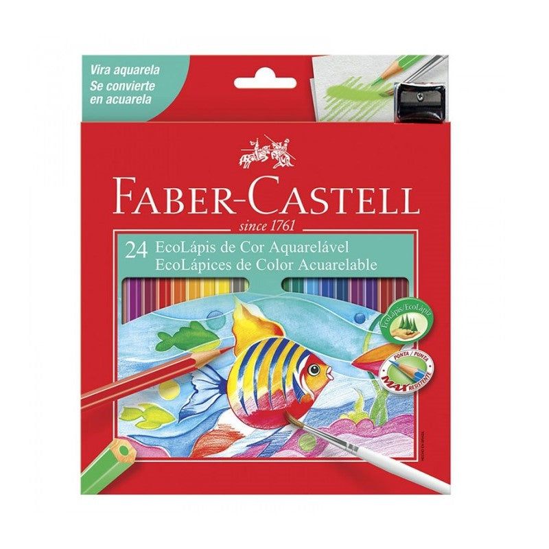 Faber-Castell EcoLápices de Color Acuarelables x24 + Sacapuntas (Vira acuarela)